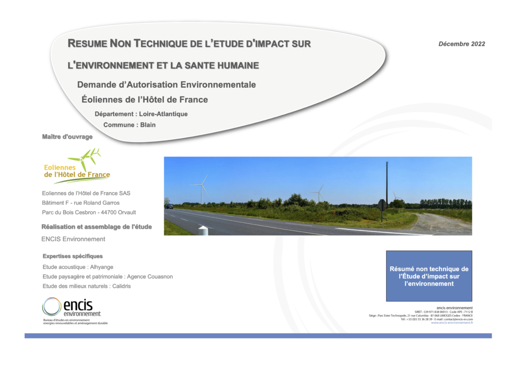 Résumé Non Technique, page de garde